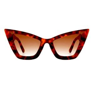 TINTED TORT SHELL RETRO SQUARE HIGH POINTED VINTAGE w/ case